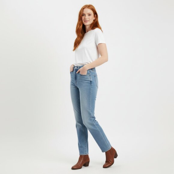 NWT Ella Moss Straight Leg Ankle Jeans Size 12 Mid-Rise Light Wash Stretch Denim - Picture 1 of 12